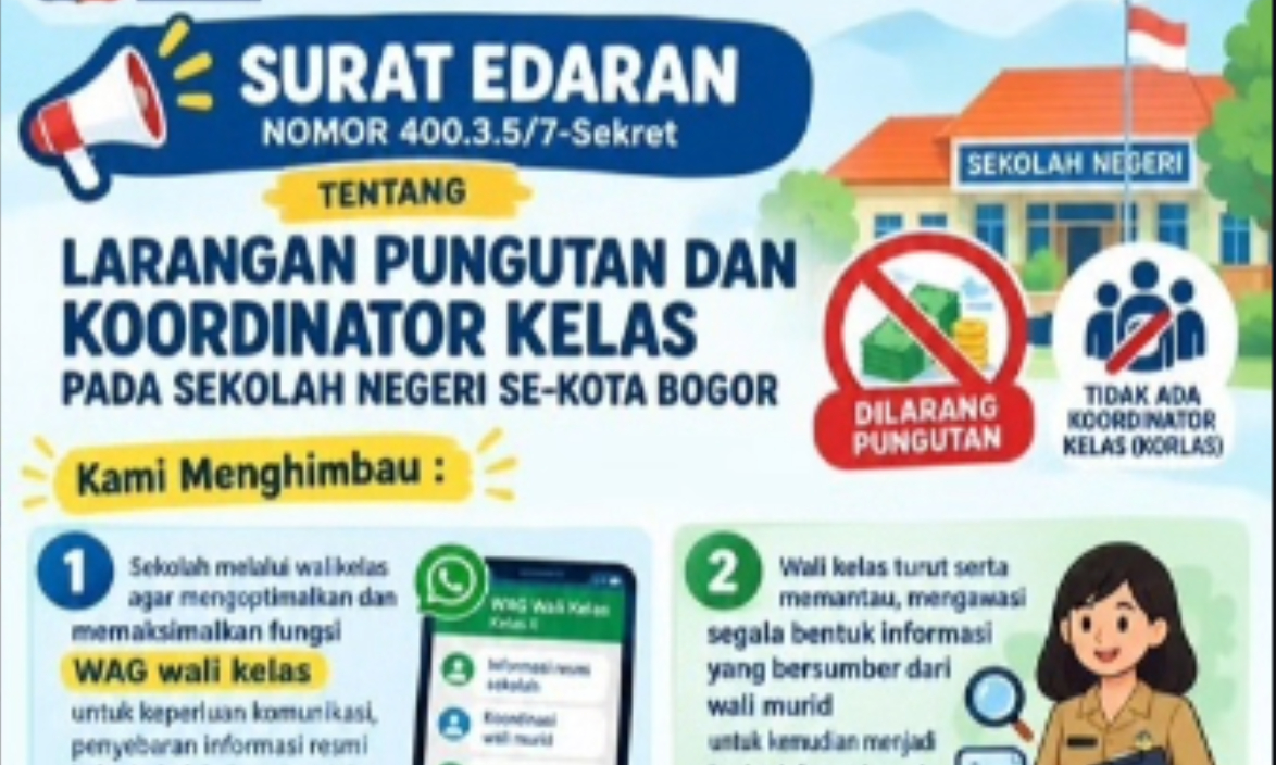 SURAT EDARAN LARANGAN PUNGUTAN DAN KOORDINATOR KELAS PADA SEKOLAH SE-KOTA BOGOR